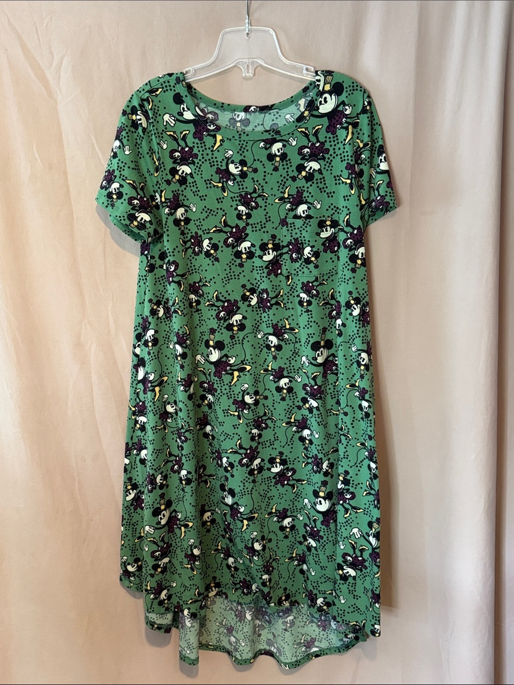 Lularoe Disney Green Short-Sleeve Mickey Print Dress